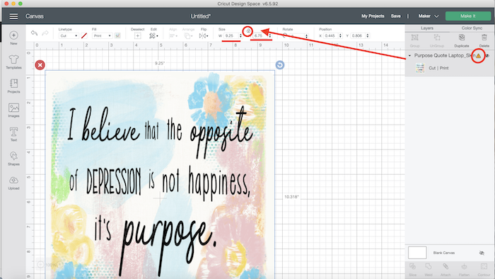 Adjust the size of your image in Cricut Design Space | DIY a laptop skin with Cricut