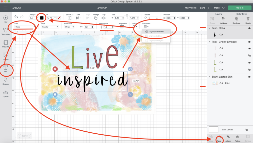 how to add cursive text in Cricut Design Space