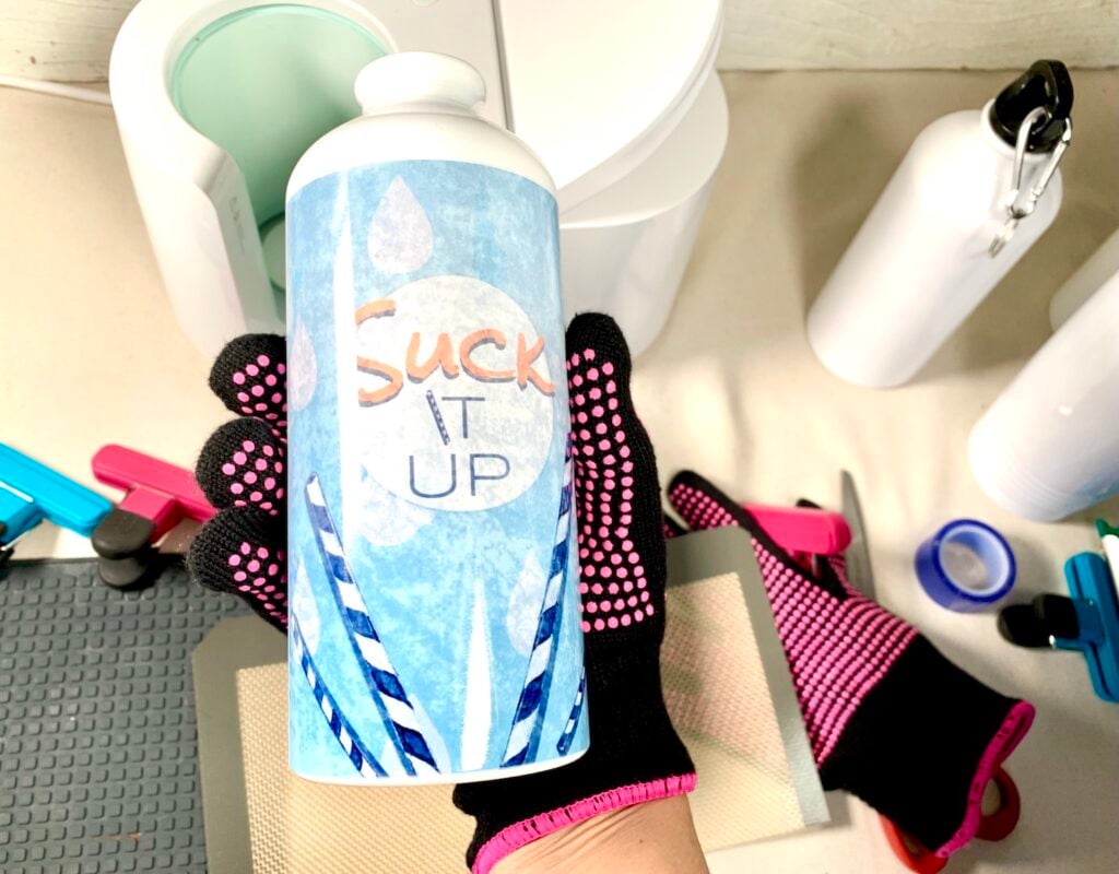 Make Water Bottles with Cricut Mug Press DIY Hack - Well Crafted