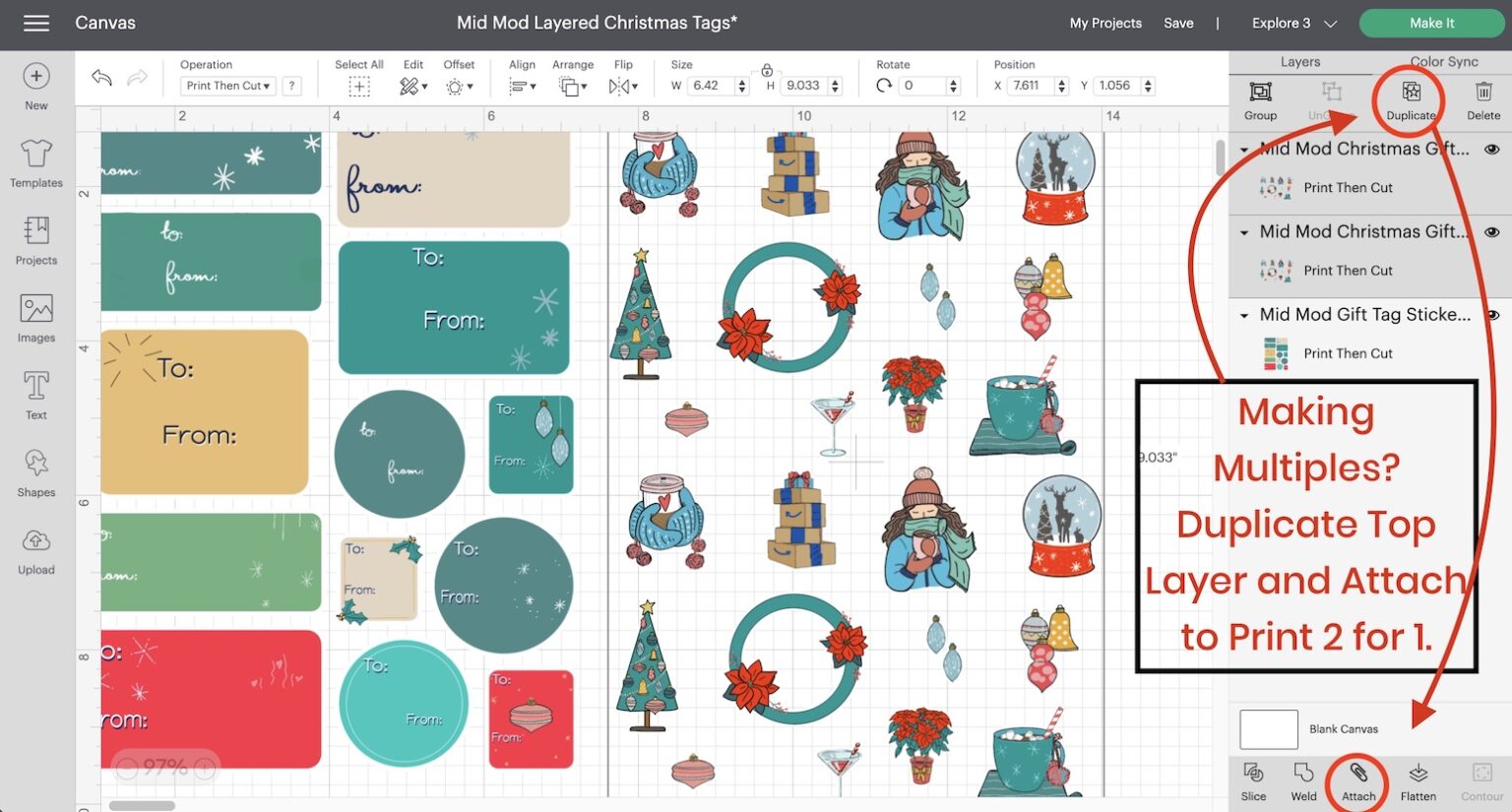 How to Make Layered Gift Tag Stickers with Cricut - Well Crafted Studio
