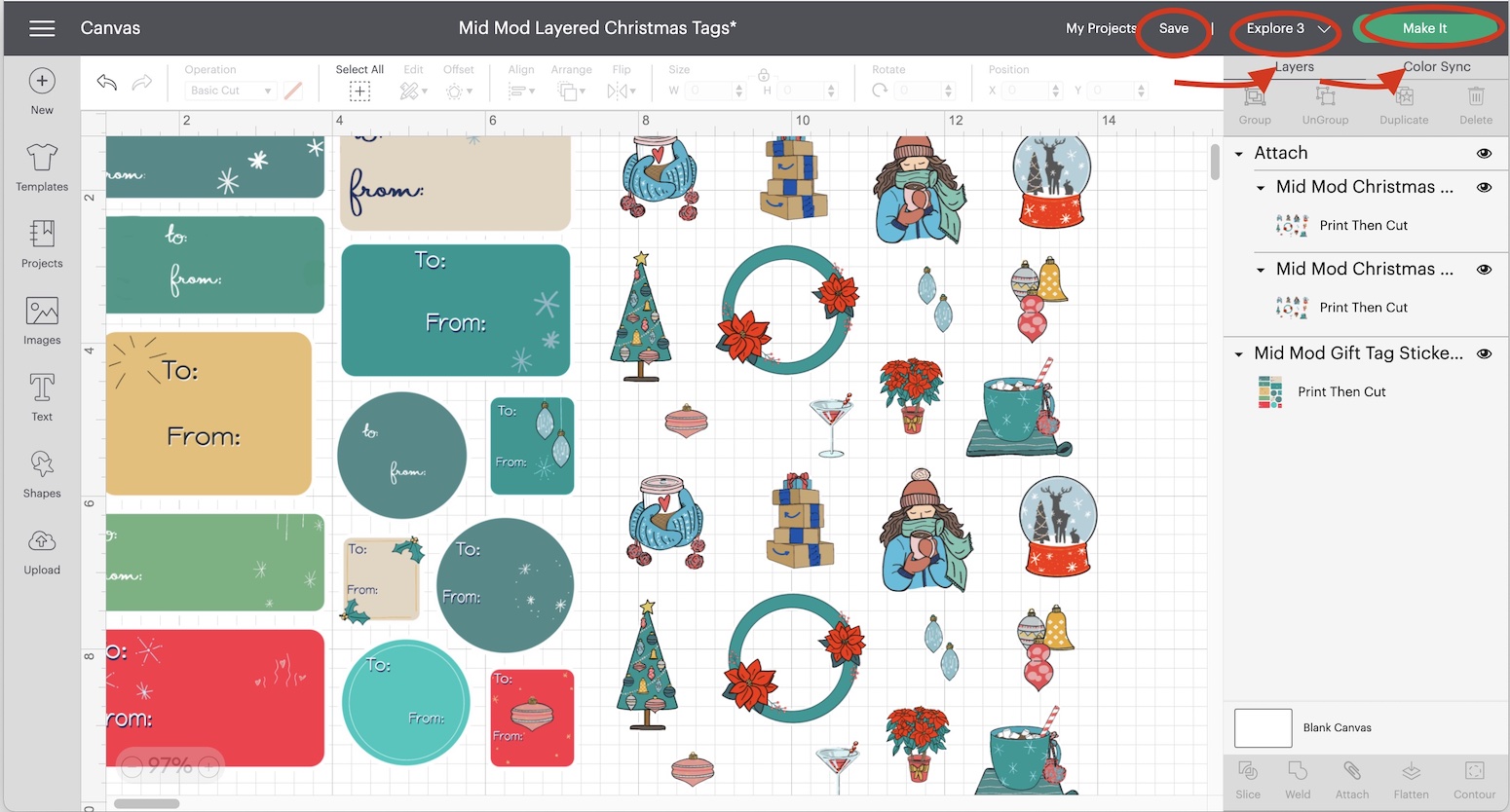 How to Make Layered Gift Tag Stickers with Cricut - Well Crafted Studio